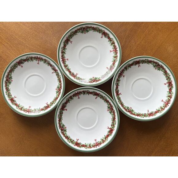4 Christopher Radko Holiday Celebrations Saucer Plates Christmas Tree- GIFT SALE - Picture 2 of 16